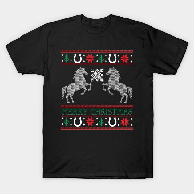 Horse Lover Horse Riders Ugly Christmas Xmas T-Shirt by mrsmitful01